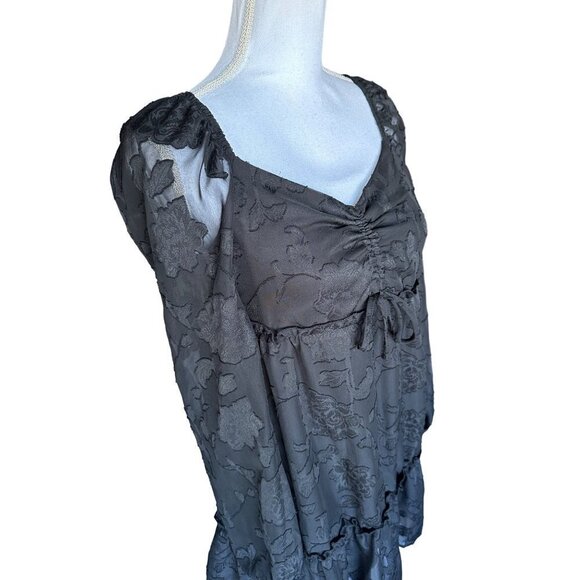 Bloomfield Women's Lace Dress Juniors Size M Black Lace Peasant Boho Ruffle Hem - Picture 3 of 12